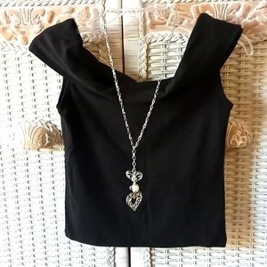 On or off the shoulder black stretch top